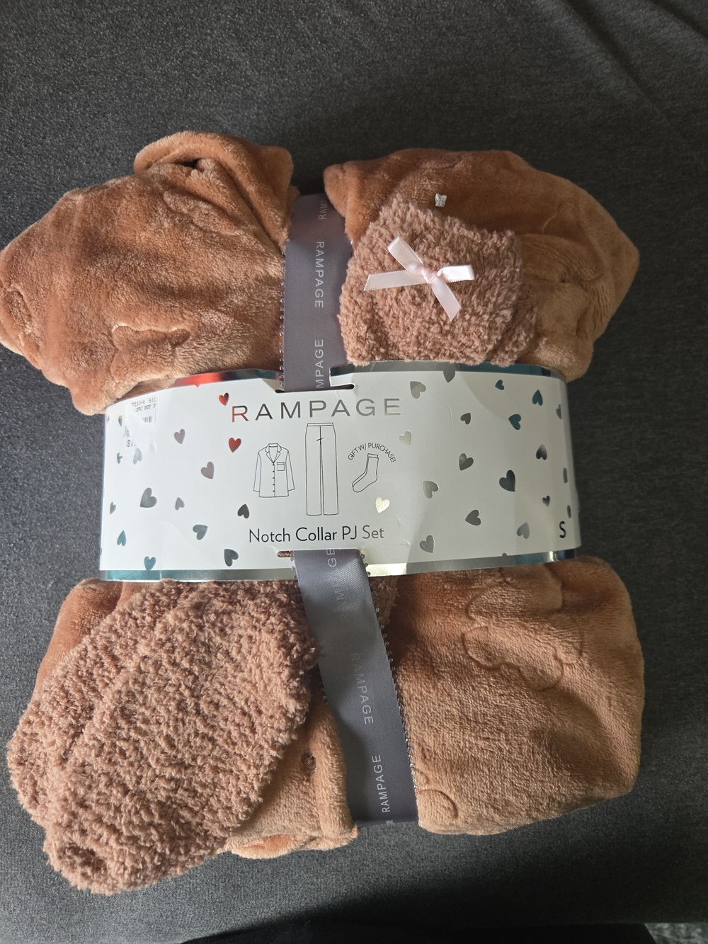 Rampage Plush Pant Set Brown Bear